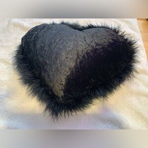 Hidden pocket Fuzzy black heart pillow